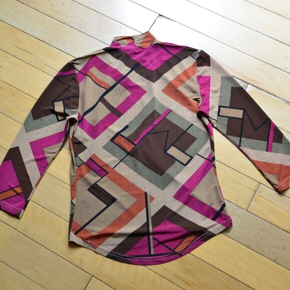 Sharagano Paris Geometric Printed Blouse Top Size XS / XXS - Picture 6 of 7